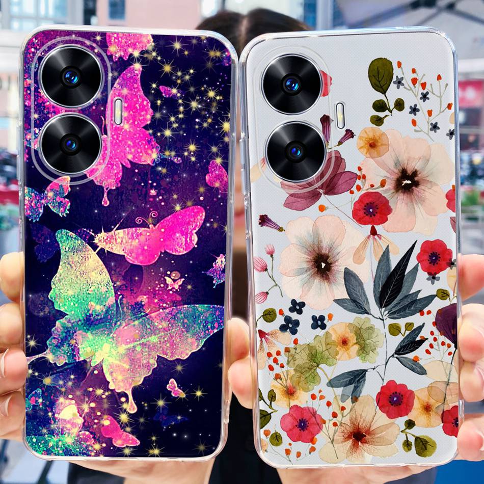 Ốp Điện Thoại Silicone TPU Mềm In Hình Khủng Long / Mèo Đáng Yêu Cho Realme C55 2023 RealmeC55 4G RMX3710