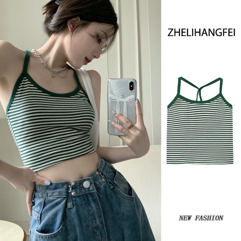 ZHELIHANGFEI Áo Sweater Hai Dây Lưng Cao Phong Cách Quyến Rũ