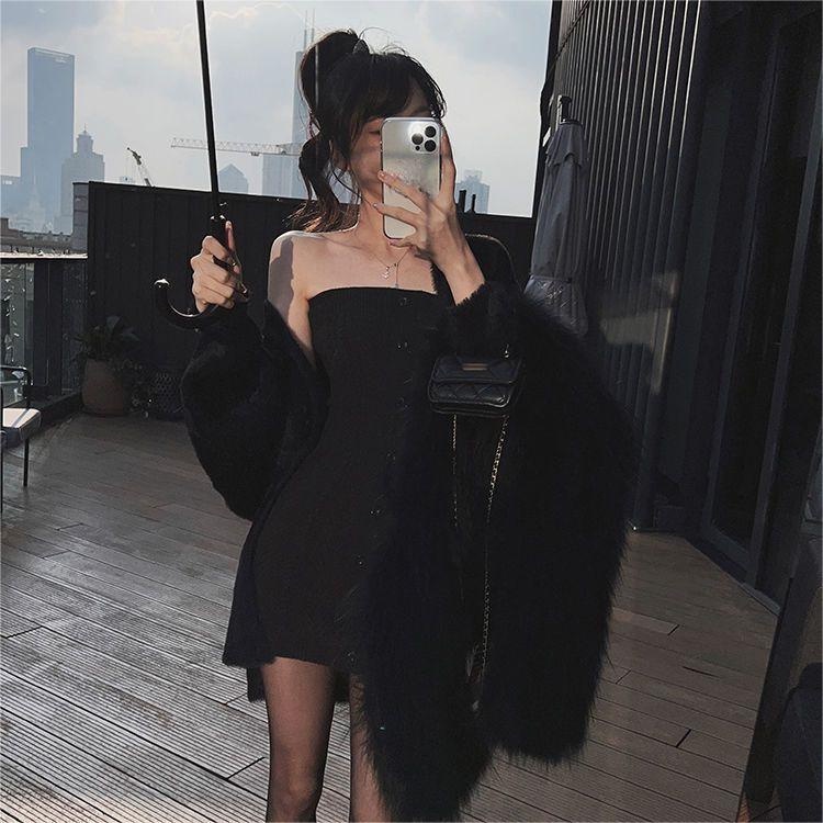 ZHELIHANGFEI Đầm Dệt Kim Ôm Eo Thời Trang Quyến Rũ Cho Nữ