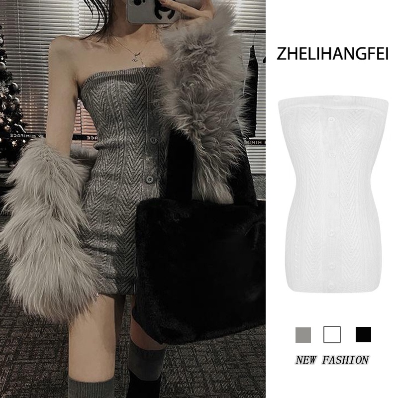 ZHELIHANGFEI Đầm Dệt Kim Ôm Eo Thời Trang Quyến Rũ Cho Nữ