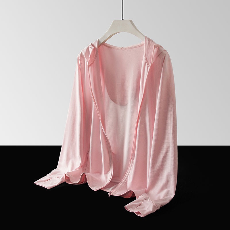 Áo Khoác Chống Nắng Bằng Lụa Lạnh Mỏng Tay Dài Có Mũ Trùm Đầu Thoáng Khí Phong Cách Thời Trang Mùa Hè Mới Cho