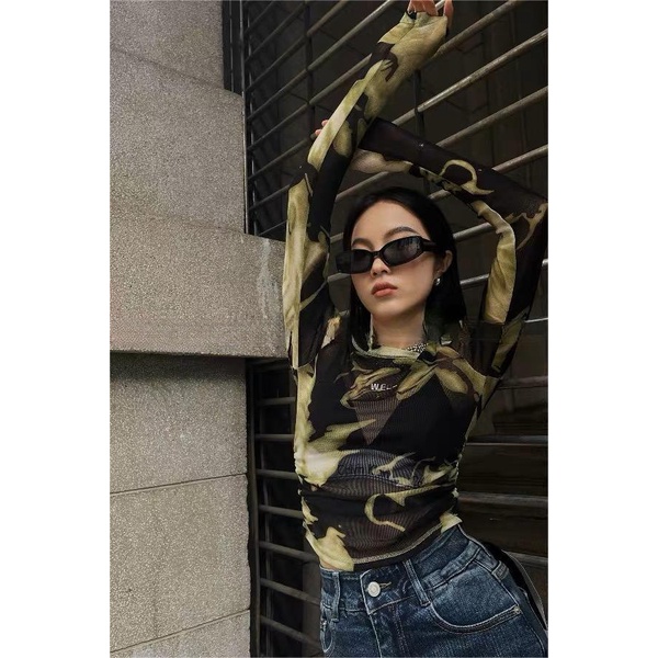 ZHELIHANGFEI Áo Dệt Kim Tay Dài Dáng Ôm Thời Trang Cho Nữ