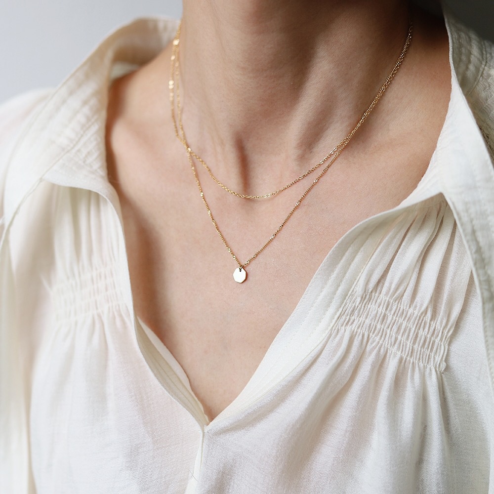 Dây Chuyền Mạ Vàng 18K Mặt Hình Lục Giác Đơn Giản Xl395