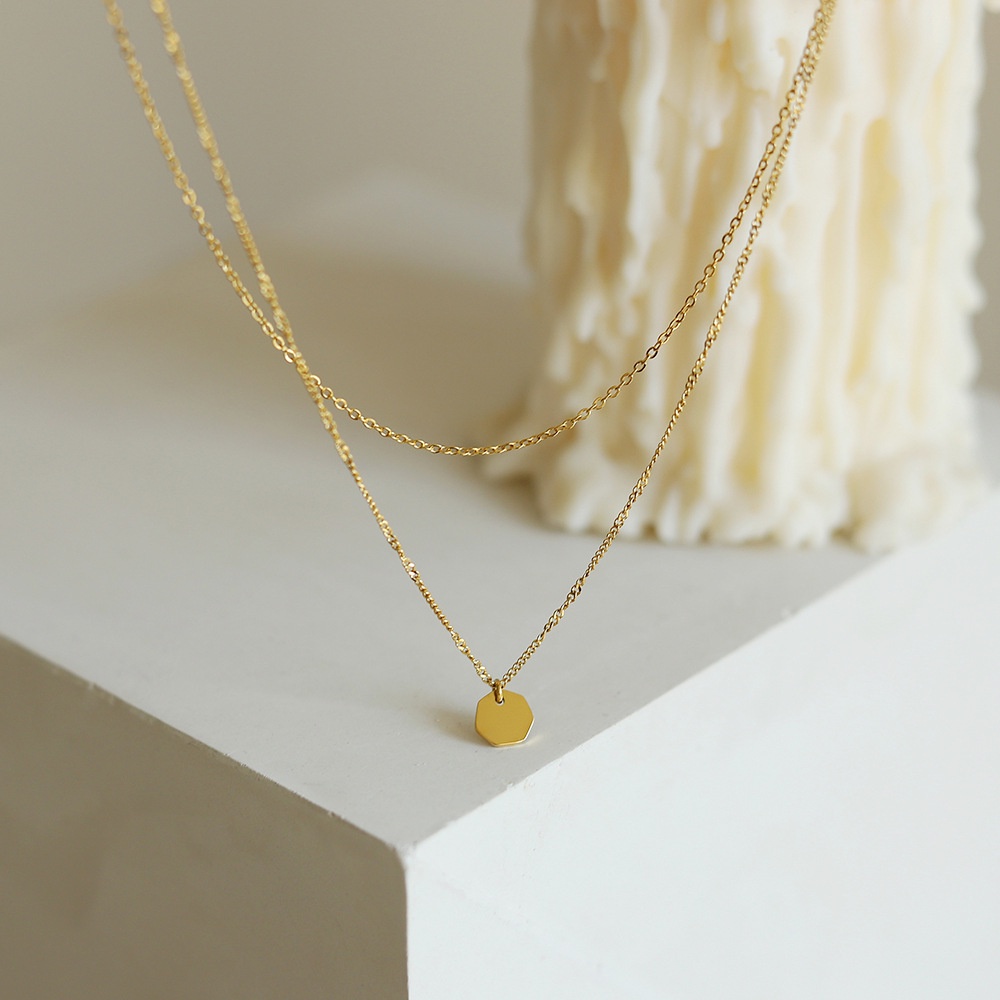 Dây Chuyền Mạ Vàng 18K Mặt Hình Lục Giác Đơn Giản Xl395