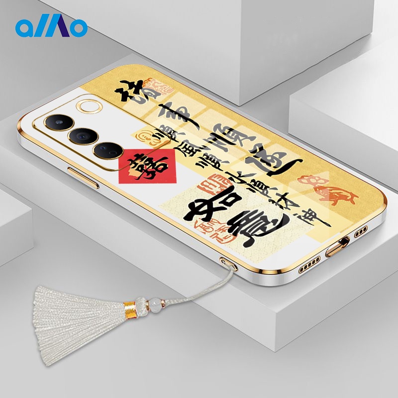 Ốp Điện Thoại Mềm In Chữ Trung Quốc Kèm Dây Tua Rua Cho Vivo V29 V27 V27e V27 Pro Vivo V25 V25e V25 Pro Vivo Y78 + 5G