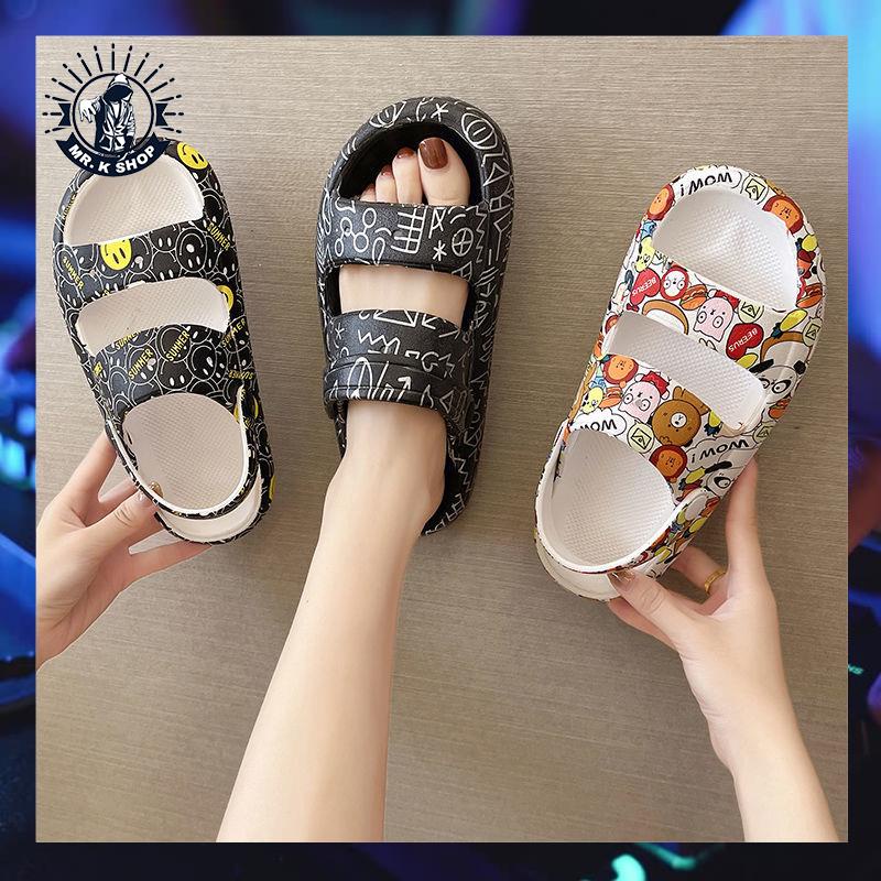 Dép Quai Ngang Đế Dày Họa Tiết Hoạt Hình Dễ Thương Thời Trang Mùa Hè
