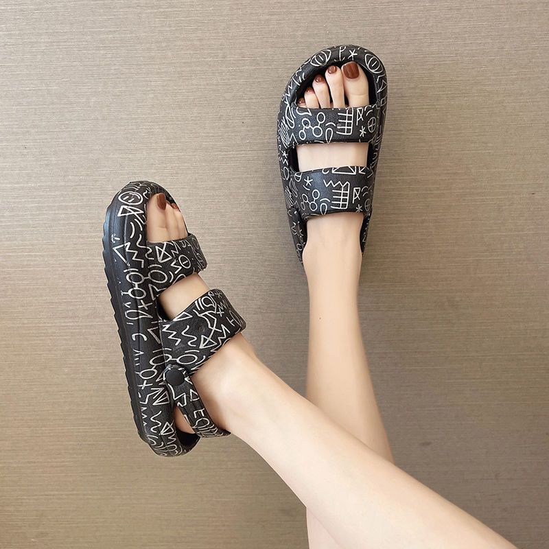 Dép Quai Ngang Đế Dày Họa Tiết Hoạt Hình Dễ Thương Thời Trang Mùa Hè