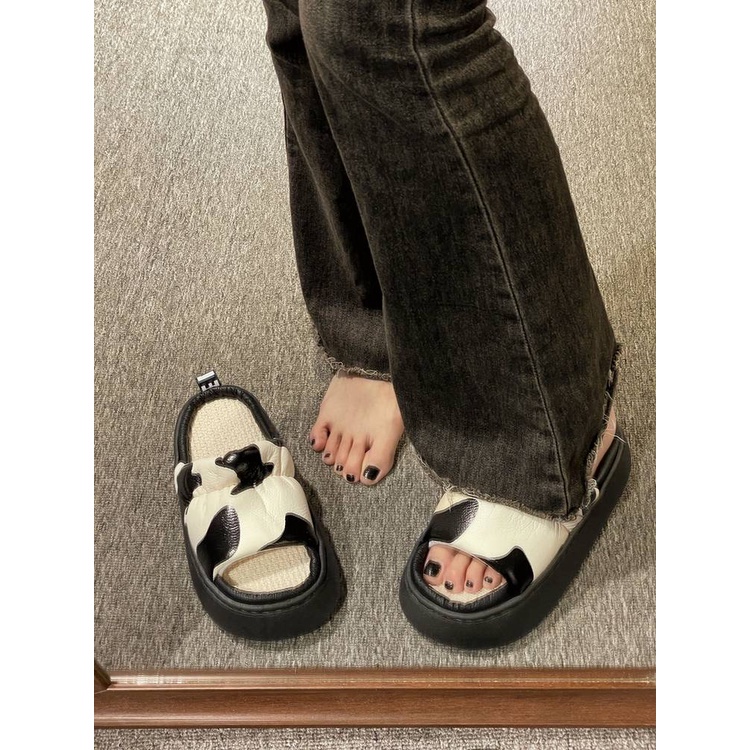 Dép Sandal Đế Dày Họa Tiết Hoạt Hình Xinh Xắn Theo Phong Cách Mùa Xuân