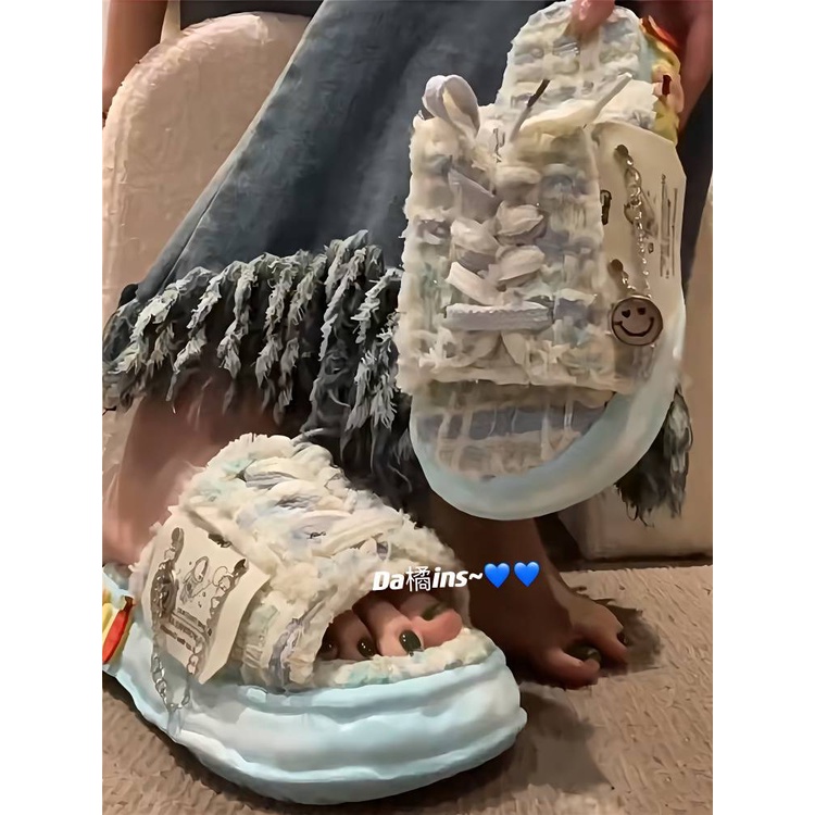 Dép Quai Ngang Họa Tiết Graffiti Thời Trang Mùa Hè Cá Tính