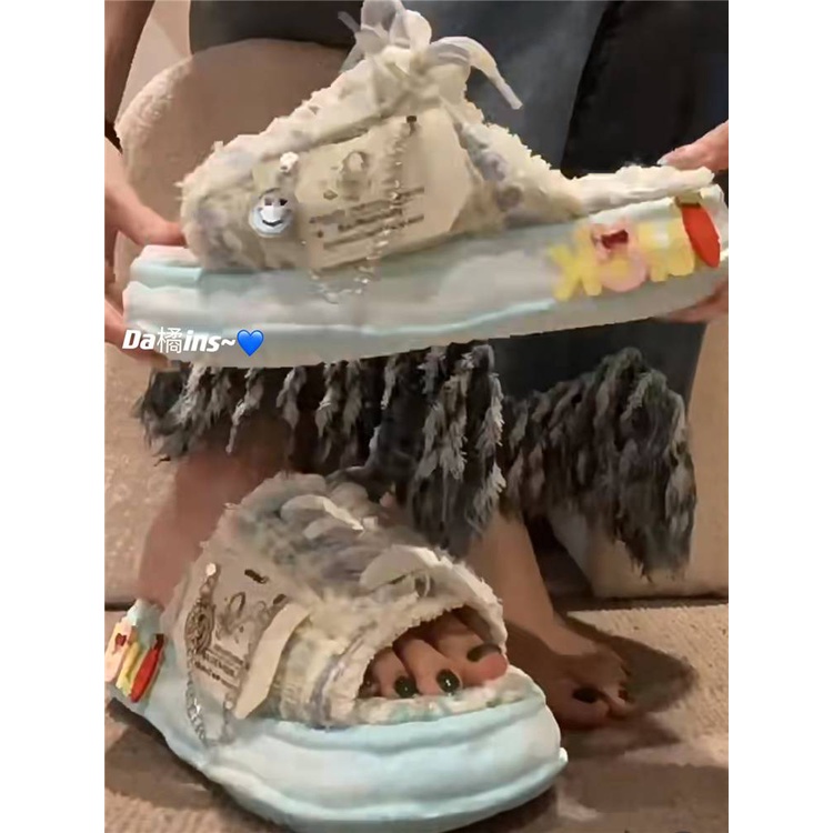 Dép Quai Ngang Họa Tiết Graffiti Thời Trang Mùa Hè Cá Tính