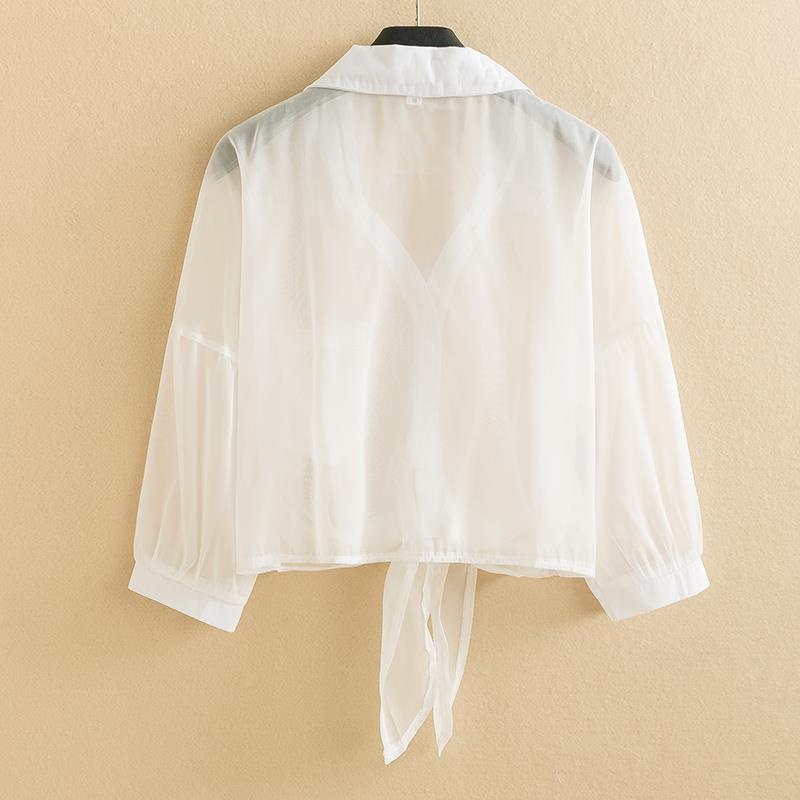 Áo Sơ Mi Chiffon Mỏng Chống Nắng Kèm Áo Khoác Cardigan Và Váy Hai Dây Phong Cách Mới Dành Cho Nữ