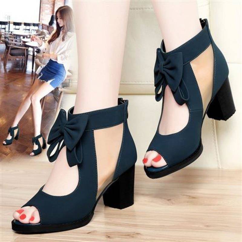 Giày Sandal Cao Gót Thiết Kế Mới Thoáng Khí Thời Trang Mùa Xuân Hè Theo Phong Cách Hàn Quốc