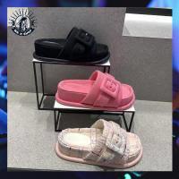 Dép Đế Dày Phối Khóa Vuông Thiết Kế Mới Thời Trang Mùa Xuân Dành Cho Nữ