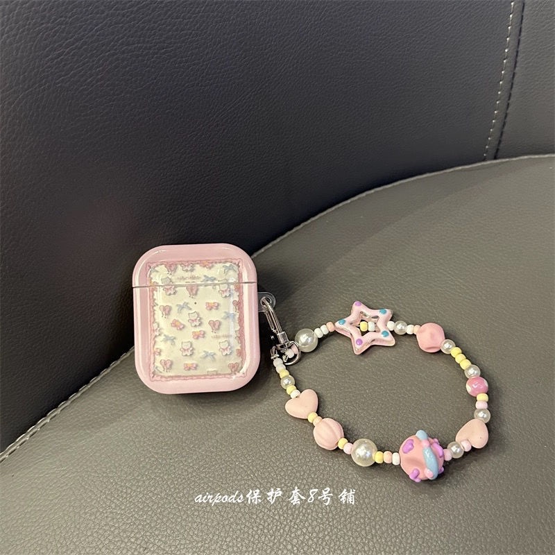 Ốp Điện Thoại Hình Gấu Nơ Hồng / Xanh Lam Cho apple airpods pro2 3