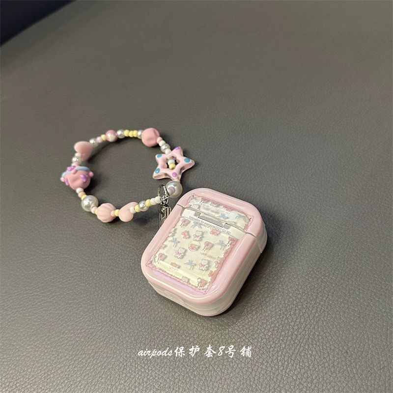 Ốp Điện Thoại Hình Gấu Nơ Hồng / Xanh Lam Cho apple airpods pro2 3