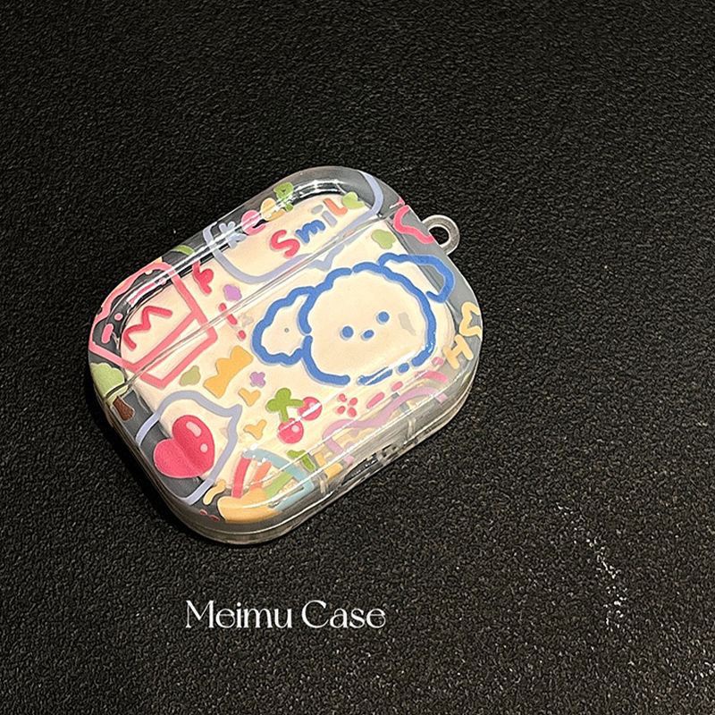 Vỏ Bảo Vệ Hộp Sạc Tai Nghe airpods 3 / pro / apple Hình Chú Cún graffiti Dễ Thương Ốp