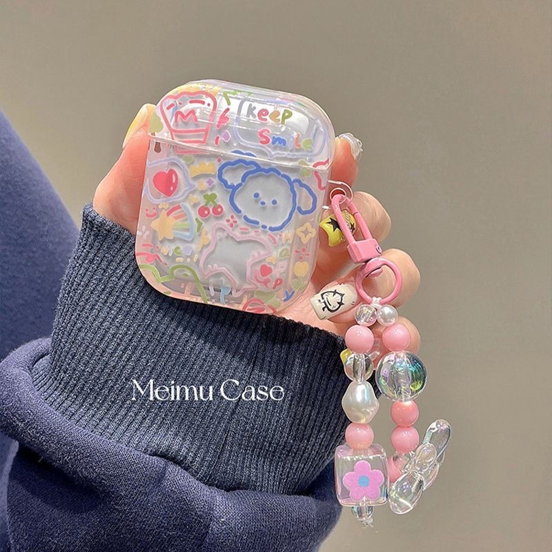 Vỏ Bảo Vệ Hộp Sạc Tai Nghe airpods 3 / pro / apple Hình Chú Cún graffiti Dễ Thương Ốp