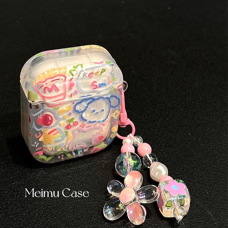 Vỏ Bảo Vệ Hộp Sạc Tai Nghe airpods 3 / pro / apple Hình Chú Cún graffiti Dễ Thương Ốp