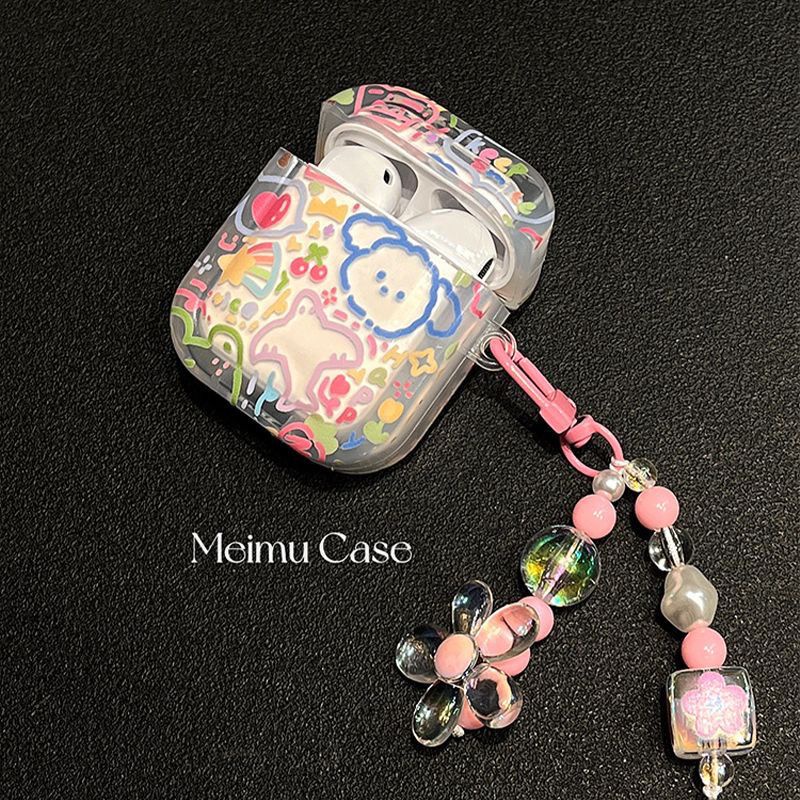 Vỏ Bảo Vệ Hộp Sạc Tai Nghe airpods 3 / pro / apple Hình Chú Cún graffiti Dễ Thương Ốp