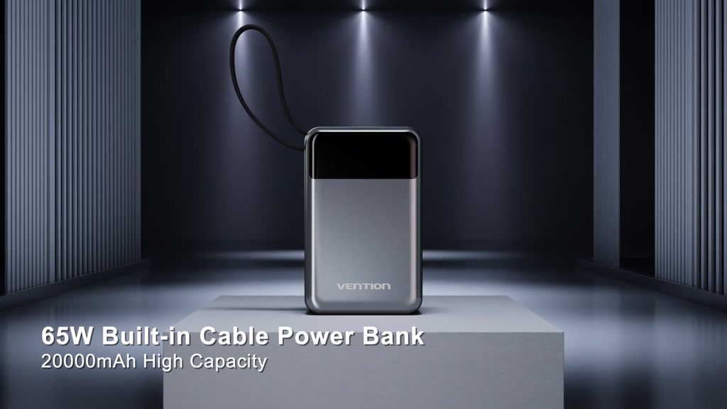 Vention 20000mAh Power Bank tích hợp cáp USB-C 65W PD Màn hình kỹ thuật số sạc nhanh | BigBuy360 - bigbuy360.vn