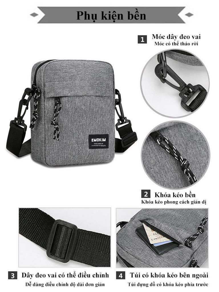 Túi chéo nam mini phong cách công sở  chất liệu Oxford bền đẹp thiết kế đơn giản nhẹ nhàng | BigBuy360 - bigbuy360.vn