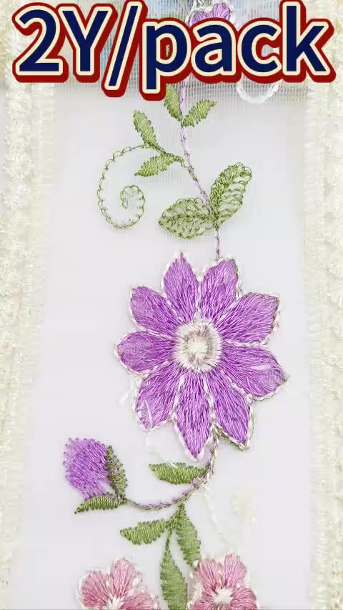 Vải hoa hồng thêu ren 8-9cm, phù hợp may quần áo và làm rèm cửa, style retro Pháp (2 Yard/gói) | BigBuy360 - bigbuy360.vn