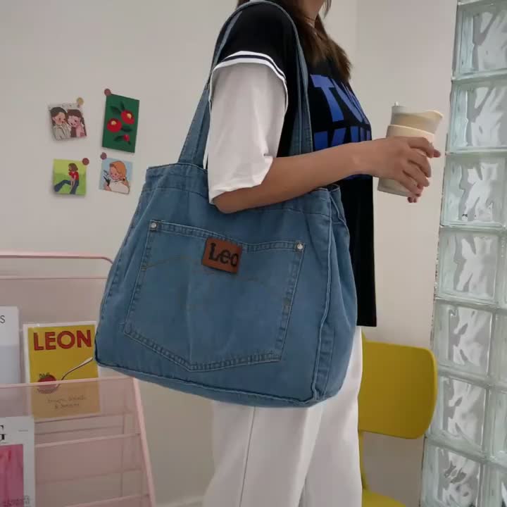 Túi đeo chéo denim cầm tay cỡ lớn phong cách Hàn Quốc dành cho nữ Túi đeo vai phổ biến dành cho nữ | BigBuy360 - bigbuy360.vn