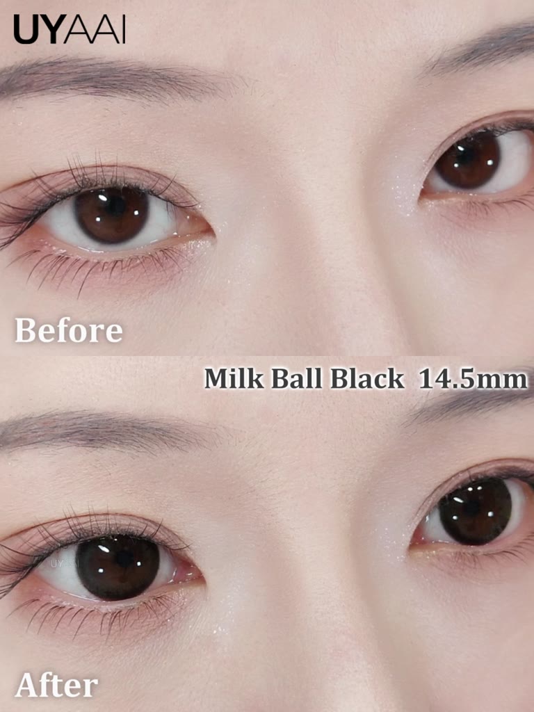 Kính áp tròng UYAAI Moonlight/Snowball/Milk Ball Màu Đen/Nâu Kính Lens cận Mắt 1 Cặp 0~4 Độ giãn tròng 14.2-14.5mm | BigBuy360 - bigbuy360.vn