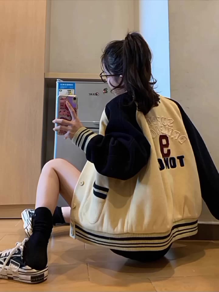 Loco Áo Khoác Bóng Chày Mỏng + Vải Không Bóng Chày In Hình Cá Tính Đường Phố Cho Nữ | BigBuy360 - bigbuy360.vn