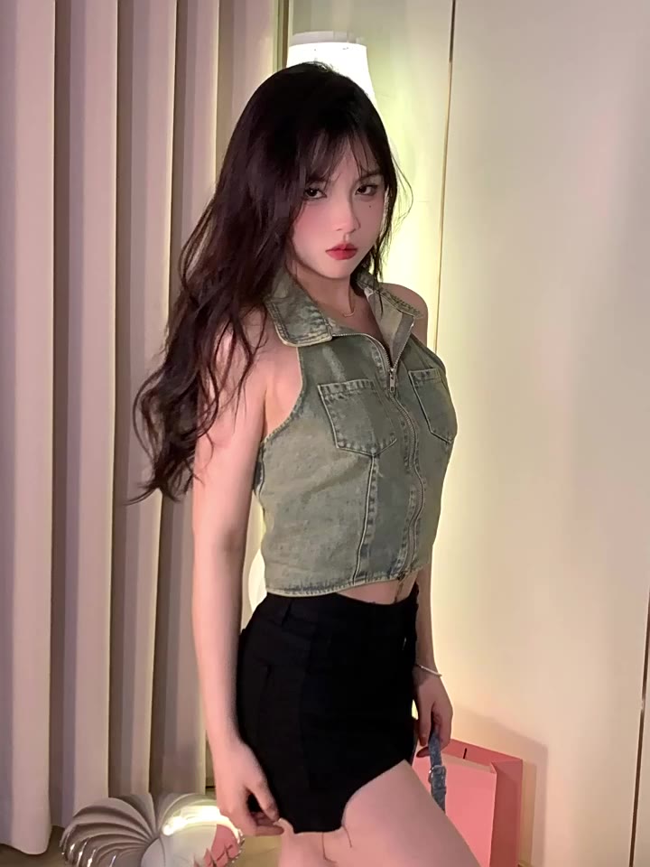 DAODIE áo croptop áo vest gile jean nữ Thiết kế ít người cao eo slim hottie ngắn 2023 NEW MAY1931 A29J1AC | BigBuy360 - bigbuy360.vn