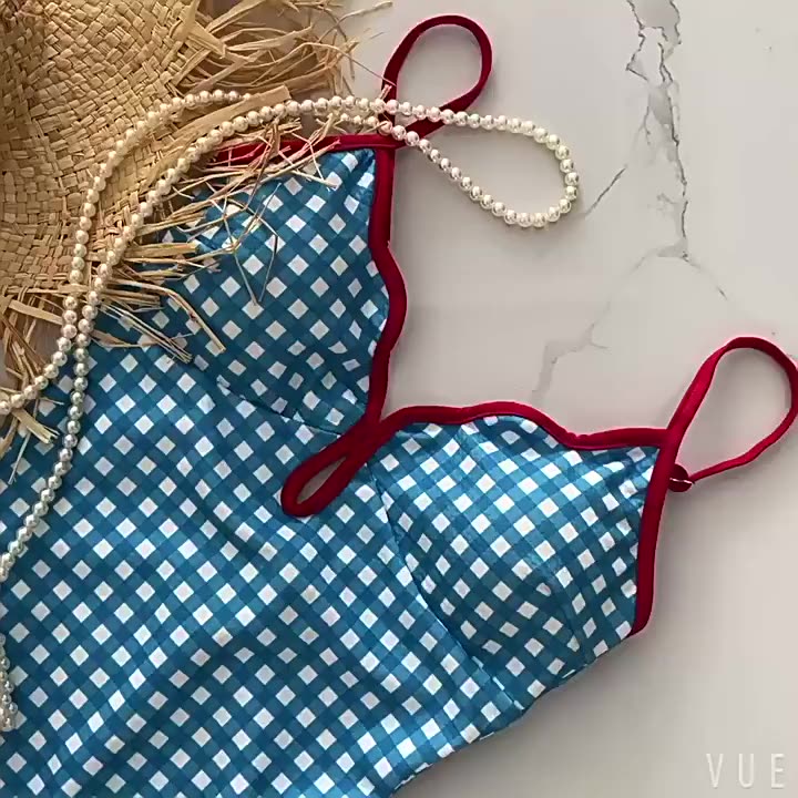 Đồ Bơi Nữ Dopamine Bikini Dễ Thương Một Mảnh Đồ Bơi Phong Cách Hàn Quốc Kẻ Sọc Xanh Đi Biển Một Mảnh Bikini Bộ | BigBuy360 - bigbuy360.vn