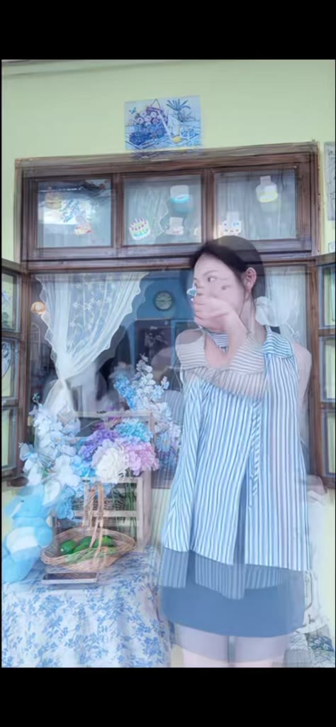 Áo sơ mi không tay kẻ sọc kiểu Pháp ngọt ngào, dáng babydoll Hàn Quốc rộng rãi cơ bản, áo nữ có nơ | BigBuy360 - bigbuy360.vn
