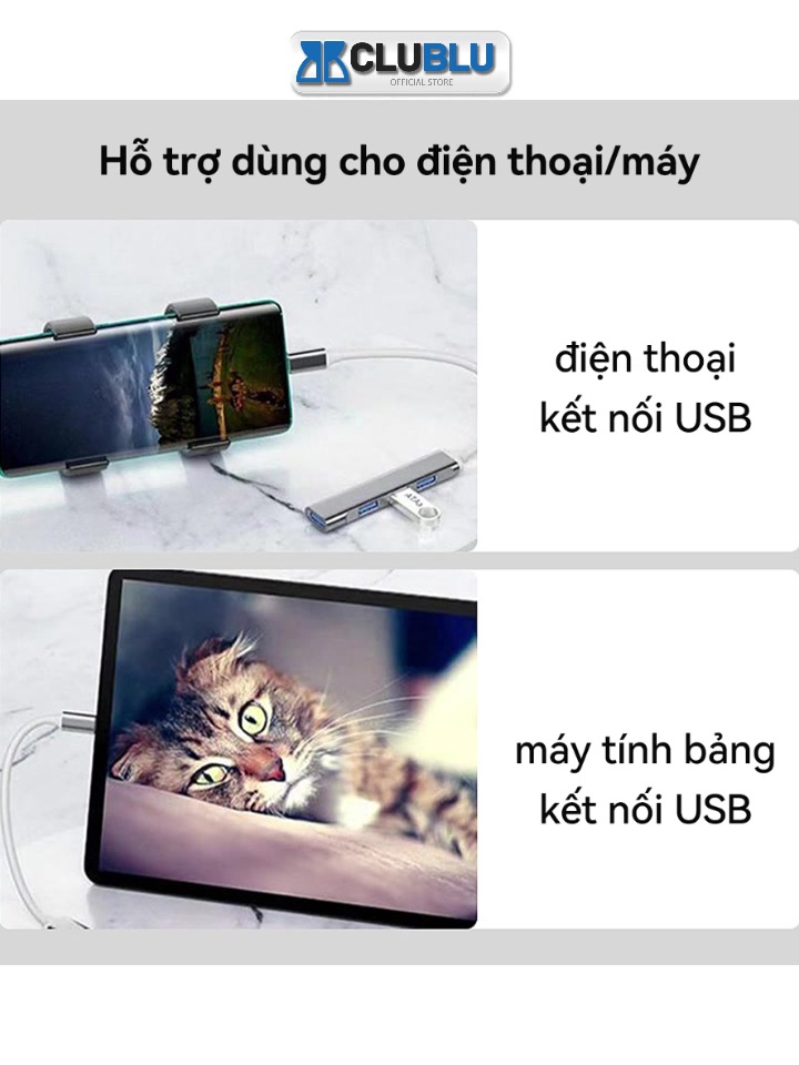 -CLUBLU- HUB Bộ Chia Cổng Chuyển Đổi USB3.0 to Type-C Lighting 4in1 cho PC MacBook Laptop Điện Thoại | BigBuy360 - bigbuy360.vn