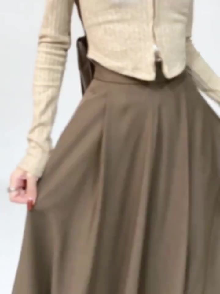 Váy xòe màu trơn thời trang, váy dài rộng cạp cao phong cách Hàn Quốc, váy chữ A công sở cạp chun | BigBuy360 - bigbuy360.vn