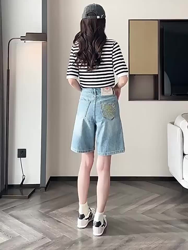 Xu Hướng Quốc Gia Mới Phong Cách Trung Hoa Thêu Năm Điểm Quần Short Denim Cho Nữ Mùa Hè Mới Kích Thước Lớn Cao Cấp hông Quần Short Giữa Chiều Dài | BigBuy360 - bigbuy360.vn