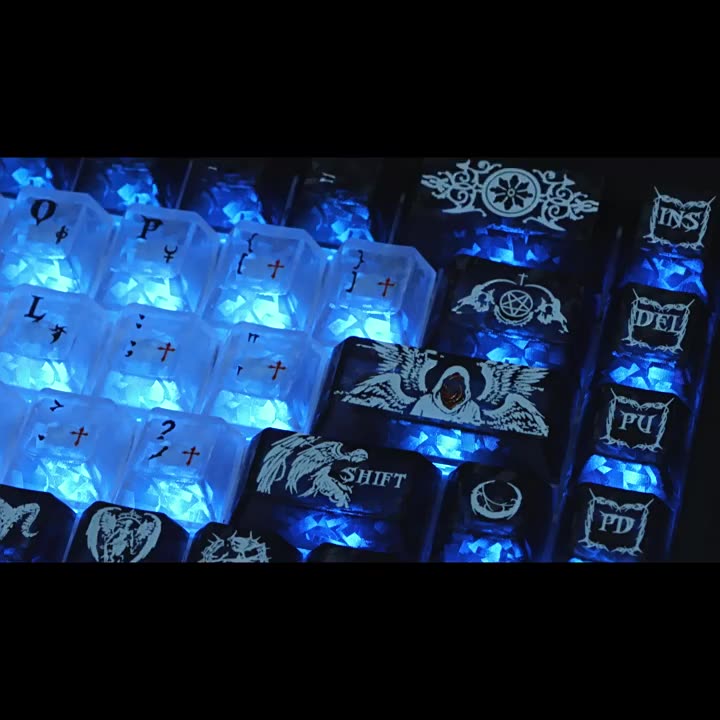 [Ship Nhanh] Keycap Dark Angel Carbon Xuyên Led - Dành cho Bàn phím cơ , Bàn phím He - Keycap Trong suốt - 136 Phím | BigBuy360 - bigbuy360.vn