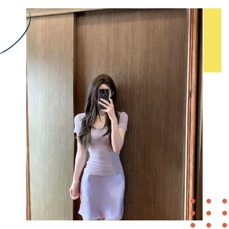 [Pre-Order] Set Váy Satin Tím Cao Cấp Ôm Eo Tôn Dáng Phong Cách Sang Chảnh Quyến Rũ Mùa Hè Nữ | BigBuy360 - bigbuy360.vn
