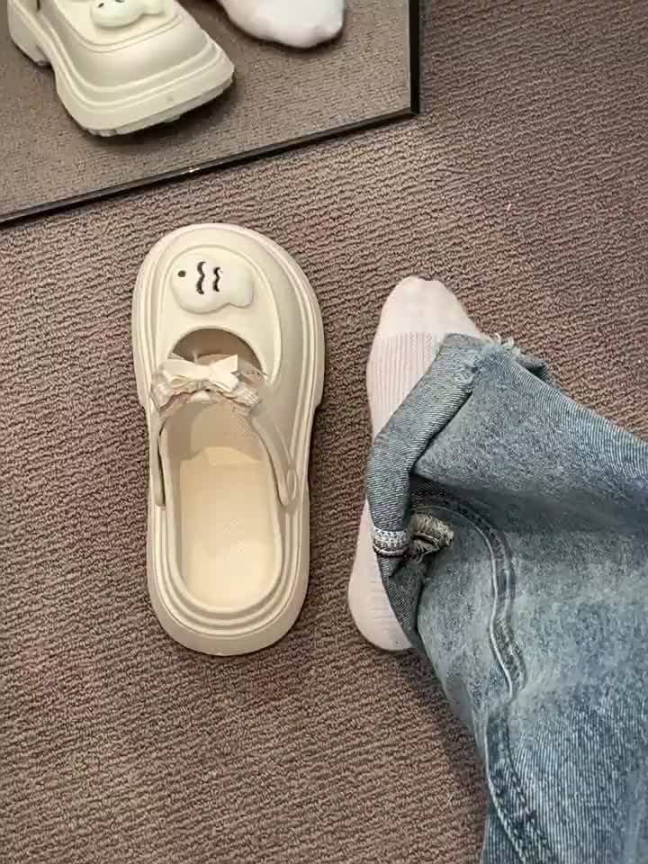 Dép Nữ Sục Cross Đế Cao 5cm Họa Tiết Sticker Mèo Cá Chống Trơn Trượt Khử Mùi Thời Trang Phong Cách Mới EVA Ngoài Trời | BigBuy360 - bigbuy360.vn