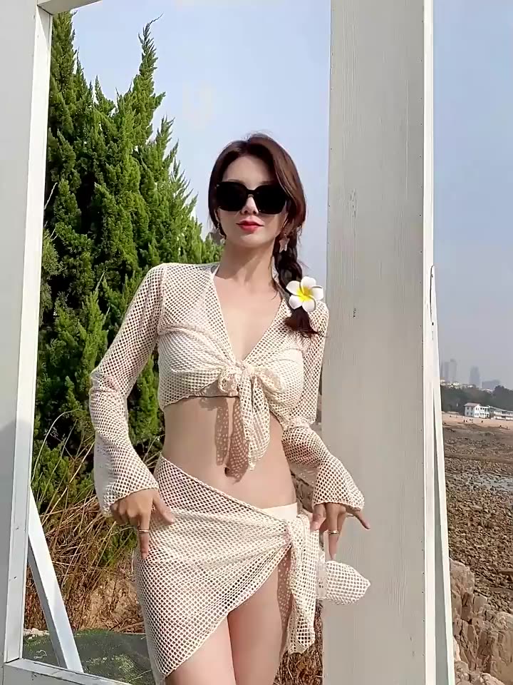 RICH-THEY Bộ Đồ Bơi Bốn Mảnh Nữ Bộ Bikini Lưới Gợi Cảm Thời Trang Mới | BigBuy360 - bigbuy360.vn