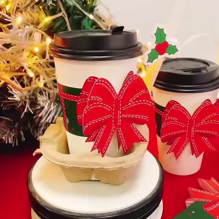 Bộ cốc Giáng sinh hot trên mạng Instagram trà sữa mùa đông trà chanh cà phê thông dụng ba chiều nơ ống hút nhãn hiệu Pet [li GBIY | BigBuy360 - bigbuy360.vn