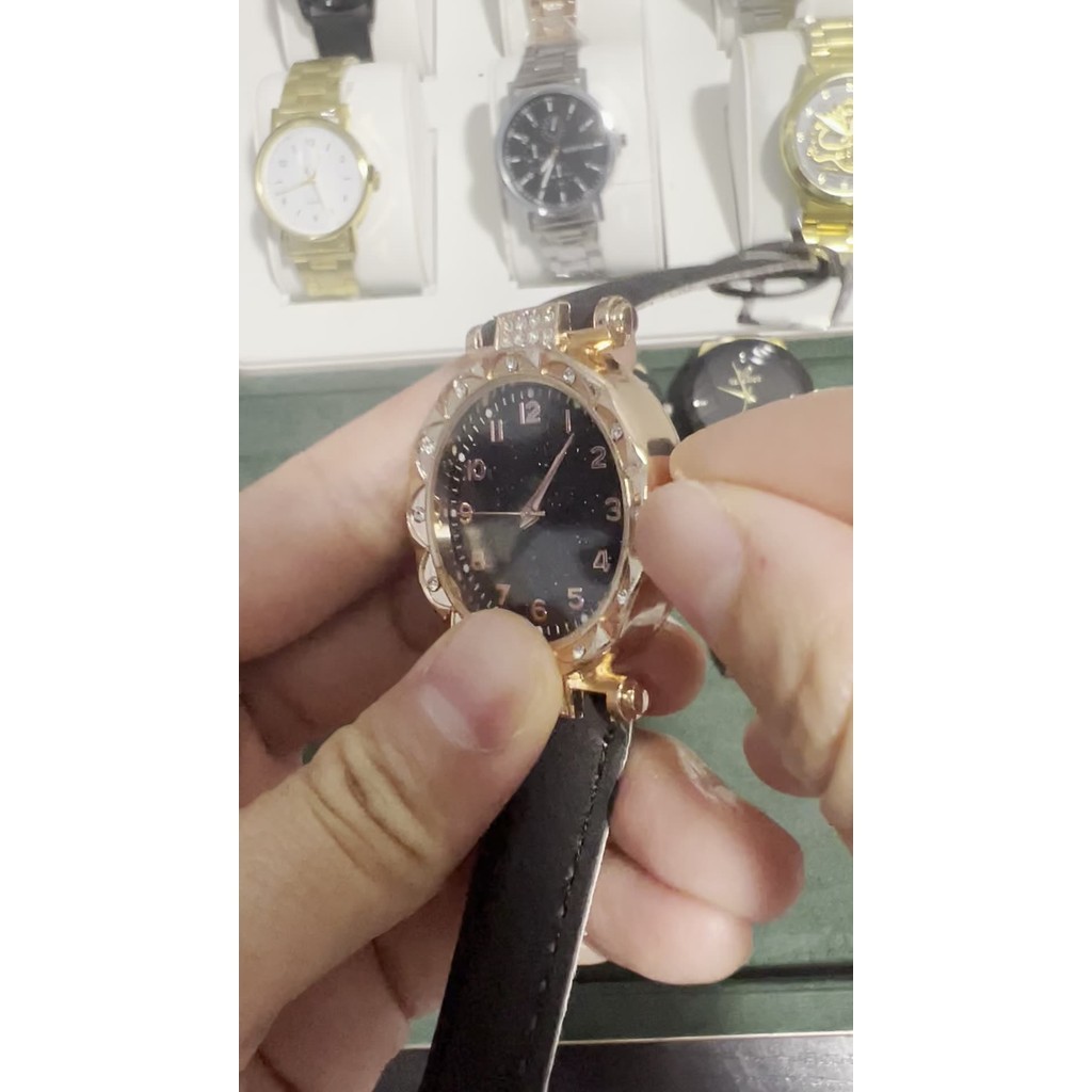 Đồng hồ đeo tay nữ hoa thời trang Dây da thông thường Đồng hồ thạch anh Bộ quà tặng trang sức | BigBuy360 - bigbuy360.vn