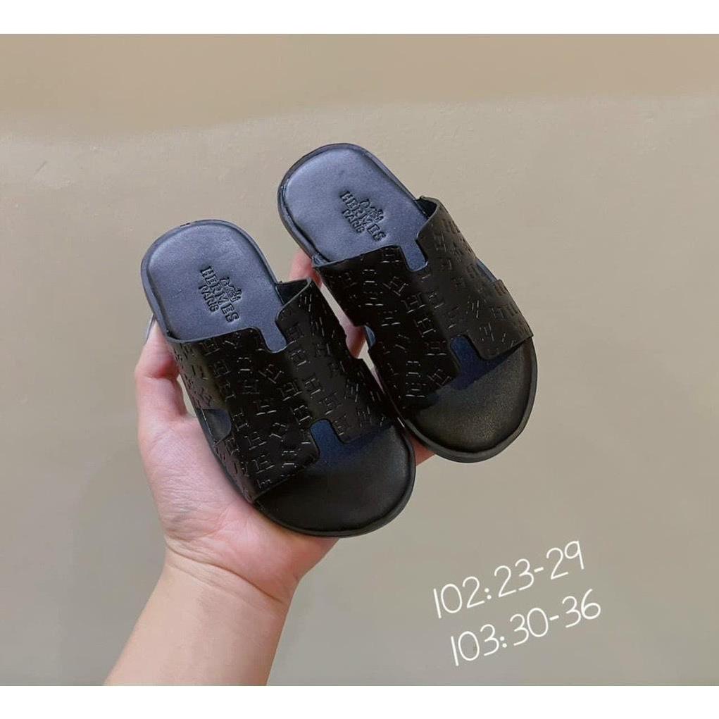 Dép lê cho bé - dép chữ H quai da ngang mẫu mới đế chống trơn trượt DE2302