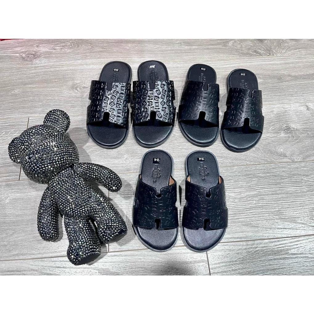 Dép lê cho bé - dép chữ H quai da ngang mẫu mới đế chống trơn trượt DE2302