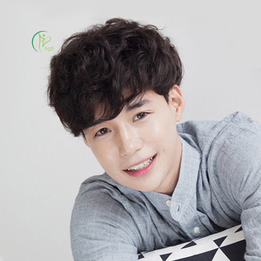 Tóc Giả Ngắn Xoăn Màu Nâu Đậm Thoáng Khí Thời Trang Cho Nam