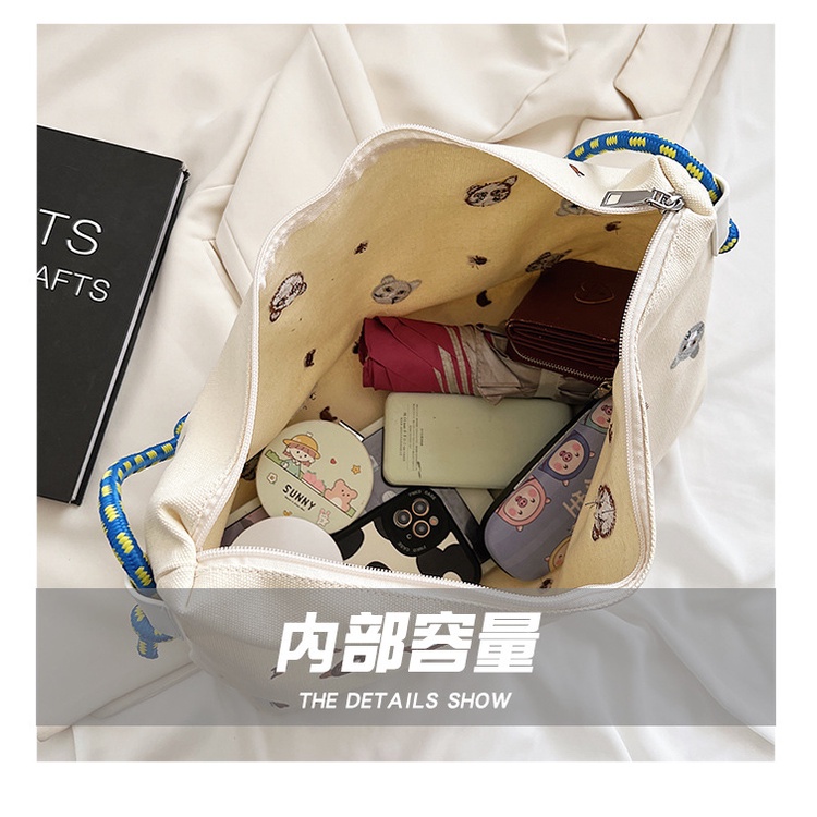 Túi Xách Đeo Vai Vải Bạt Sức Chứa Lớn Mẫu Mới 2022 Phong Cách Nhật Bản Dễ Phối Đồ Cho Nữ