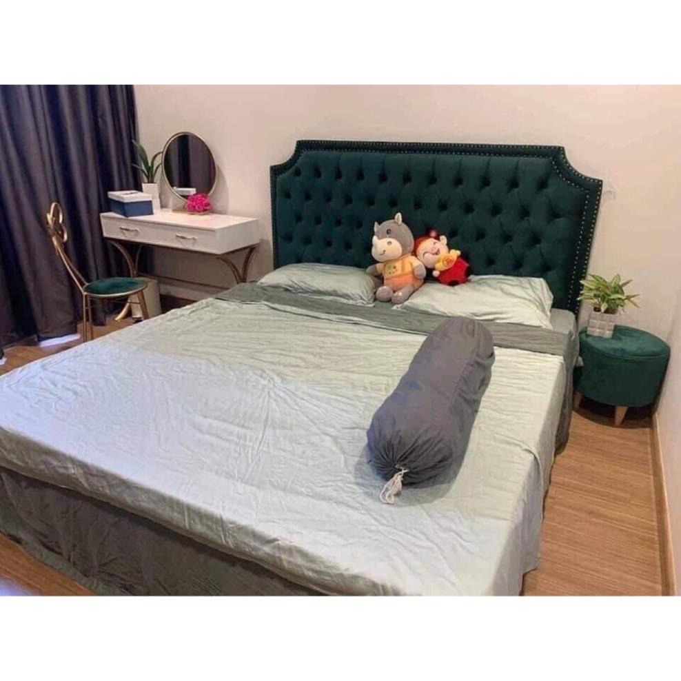 Giường ngủ bọc nỉ cao cấp gỗ tự nhiên kết hợp gỗ MDF kê gia đình chung cư khách sạn, Đồ gỗ Mỹ Sinh