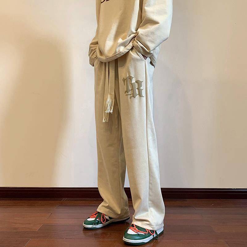 Pants Men's Spring and Autumn Ins High Street Fashion Brand Straight Black Loose Sports Men's Autumn Trendy Casual Pants x5j5