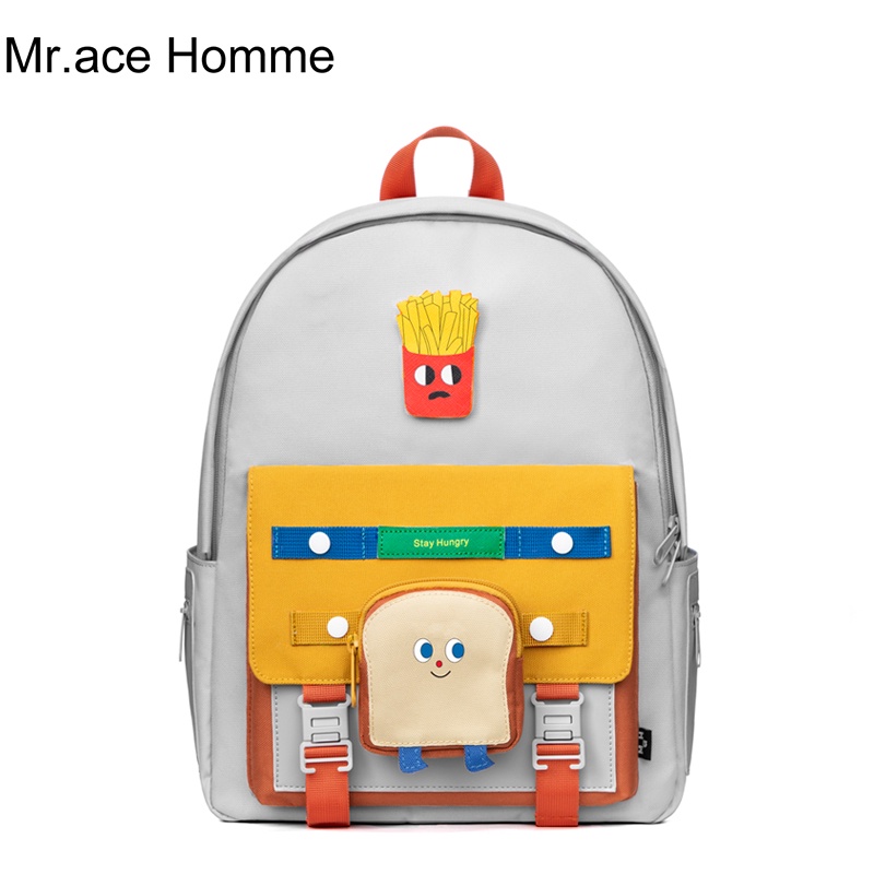 Mr. ace Homme Foodie Ba Lô Đi Học Đựng Laptop Dễ Phối Đồ Cho Nữ Sinh #1