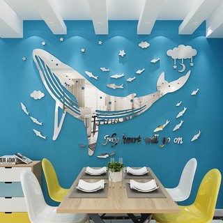  Sticker Dán Tường Bằng Acrylic Mặt Gương Acrylic Hình Cá Voi 3D Thời Trang Sáng Tạo Trang Trí Phòng Khách   Phòng Ngủ 