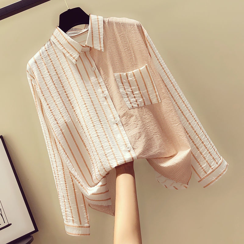 Áo Sơ Mi Nữ Tay Dài Họa Tiết Sọc Hợp Thời Trang